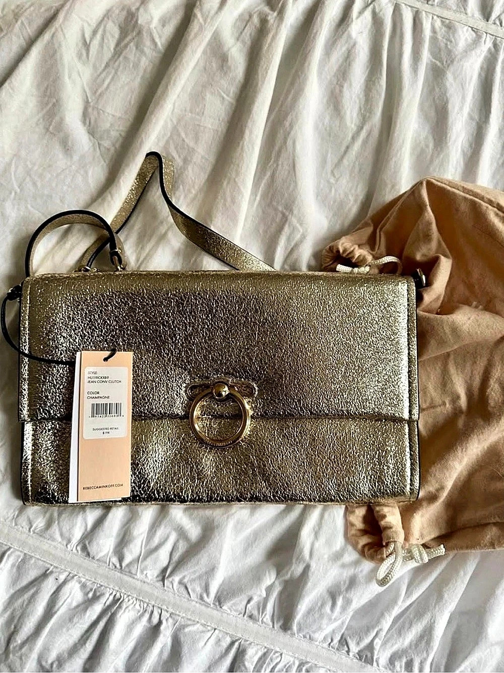 Rebecca Minkoff Jean Convertible Clutch Gold